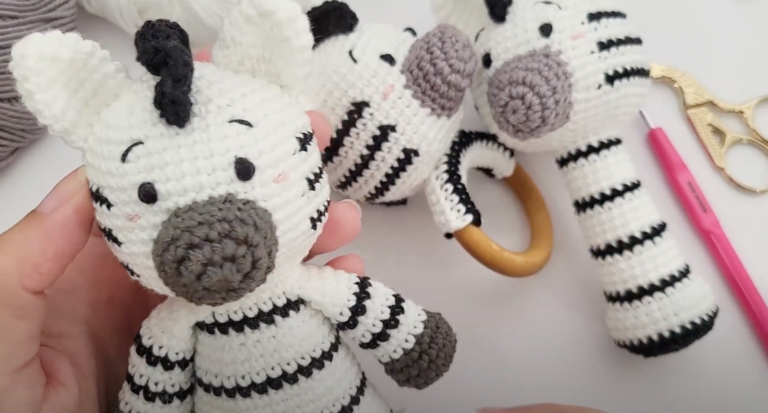 Crochet Zebra Rattle Toy Pattern