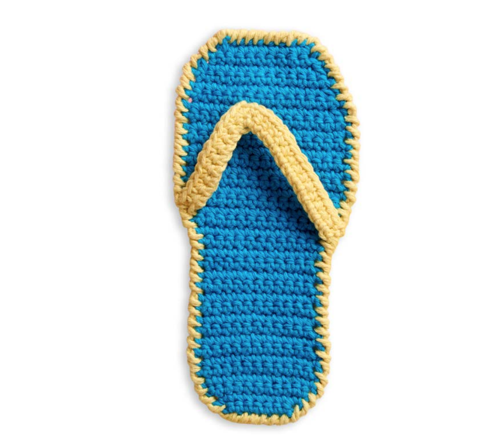 Cream flip flop dishcloth free pattern