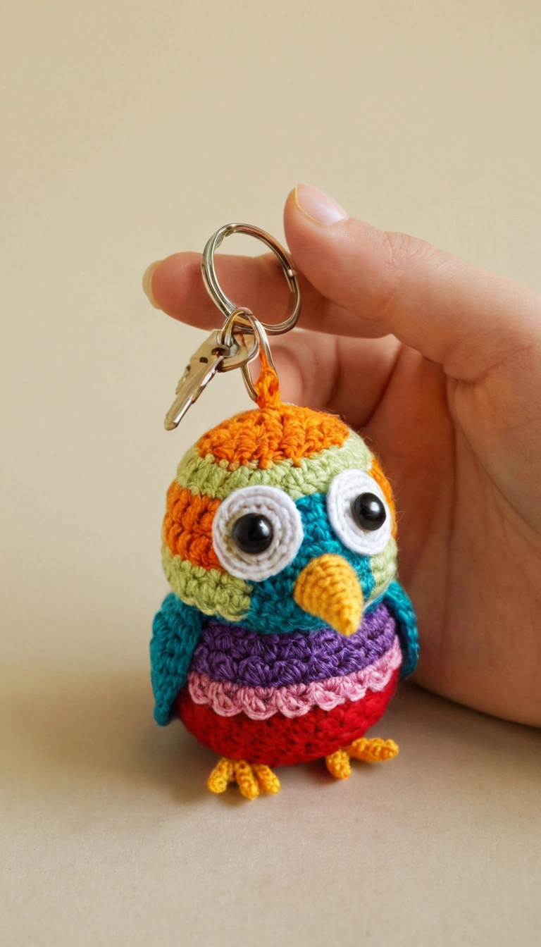 Colorful Free Owl Keychain Crochet Pattern