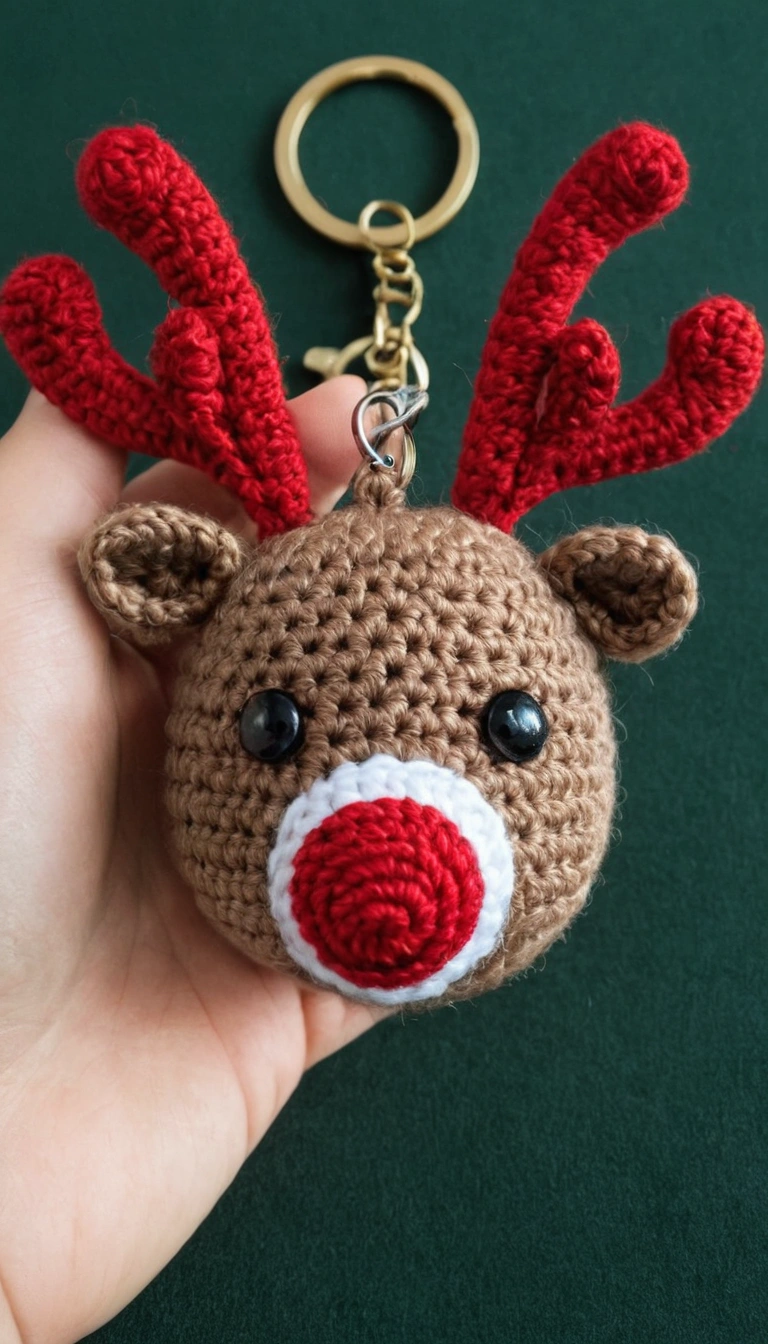 Adorable reindeer keychain Crochet Pattern