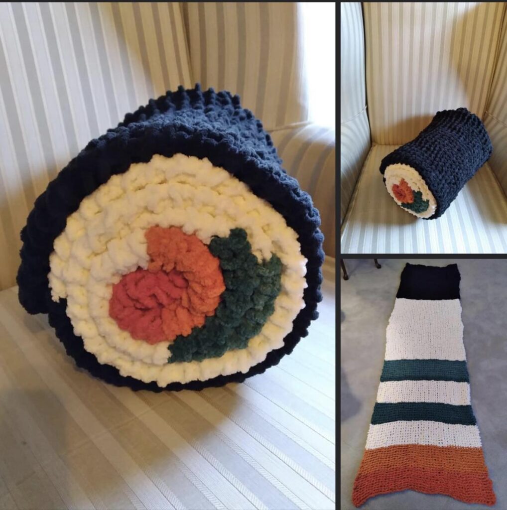 Crochet Sushi Blanket free Pattern