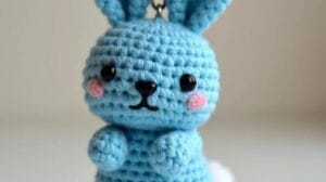 Blue Bunny Keychain Free Crochet pattern