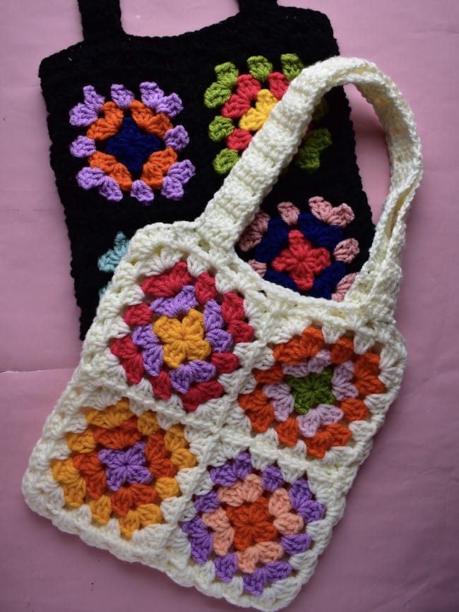 Colorful Granny Square Tote Bag