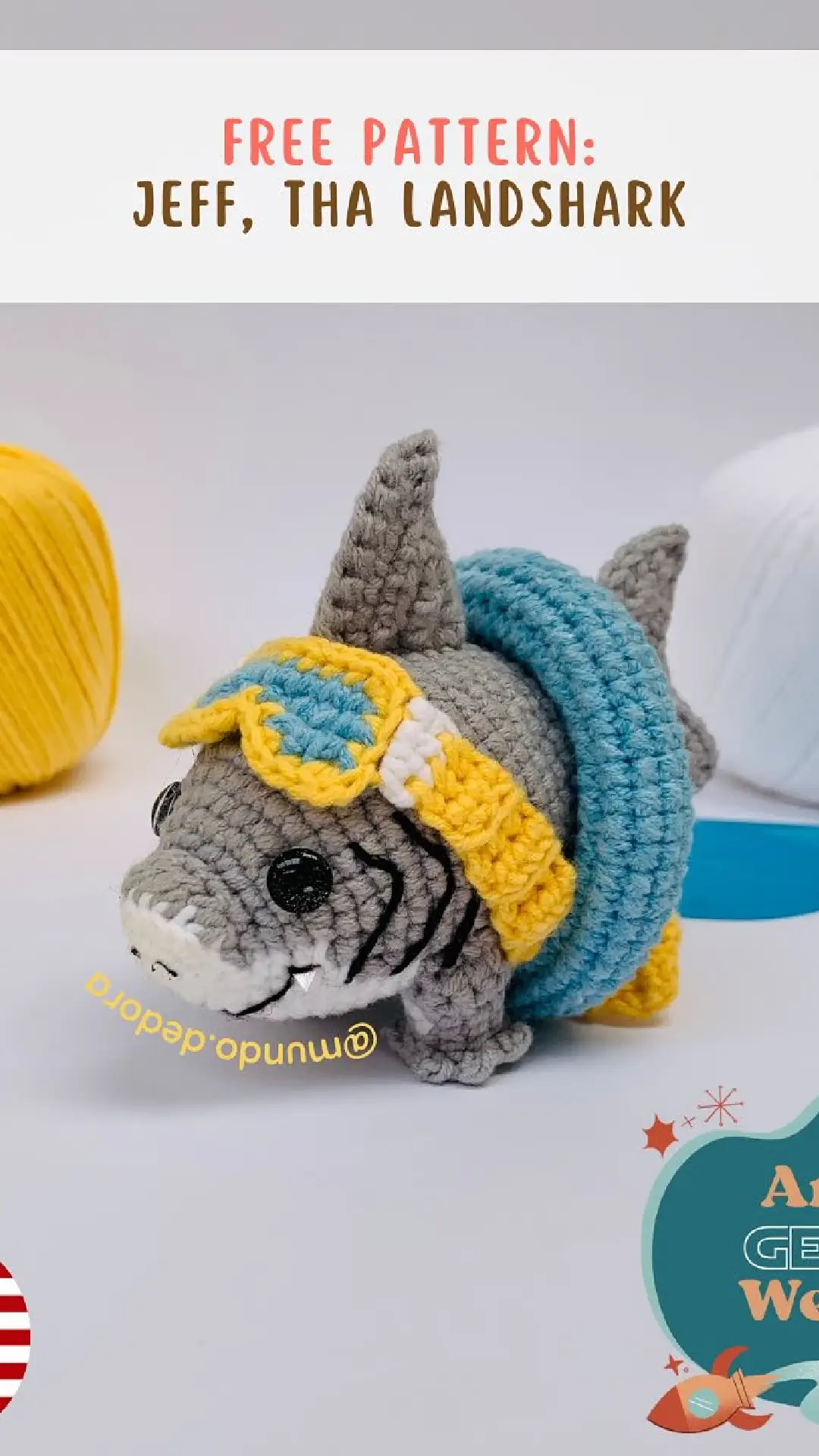 Free Crochet Pattern: Jeff the Landshark Amigurumi
