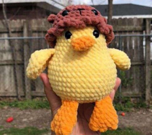 Adorable Chubby Duck with Bear Hat