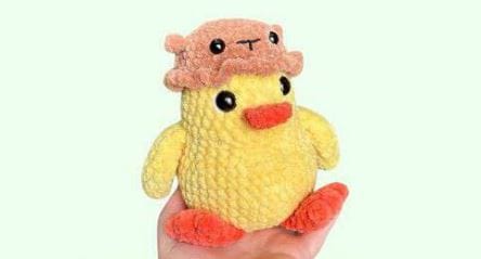 Adorable Chubby Duck with Bear Hat