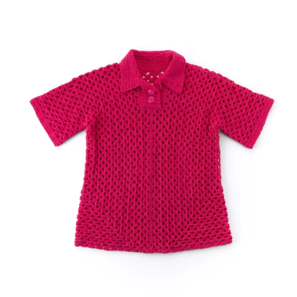 Crochet Cotton Cool Polo Shirt: Free Pattern