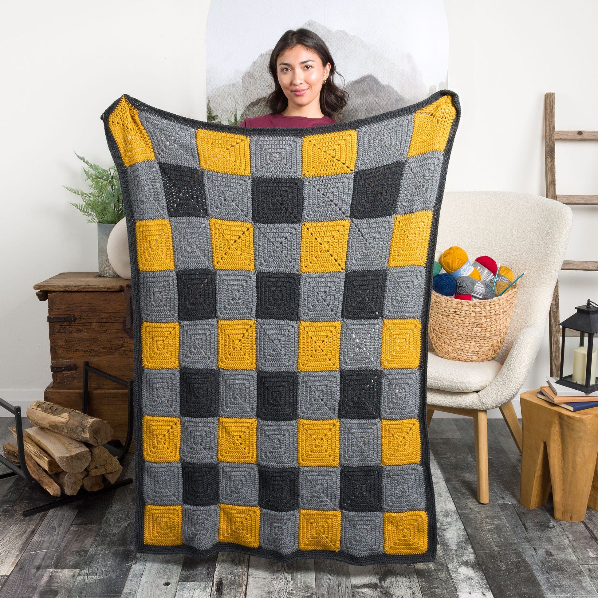 Cabin Plaid Crochet Blanket