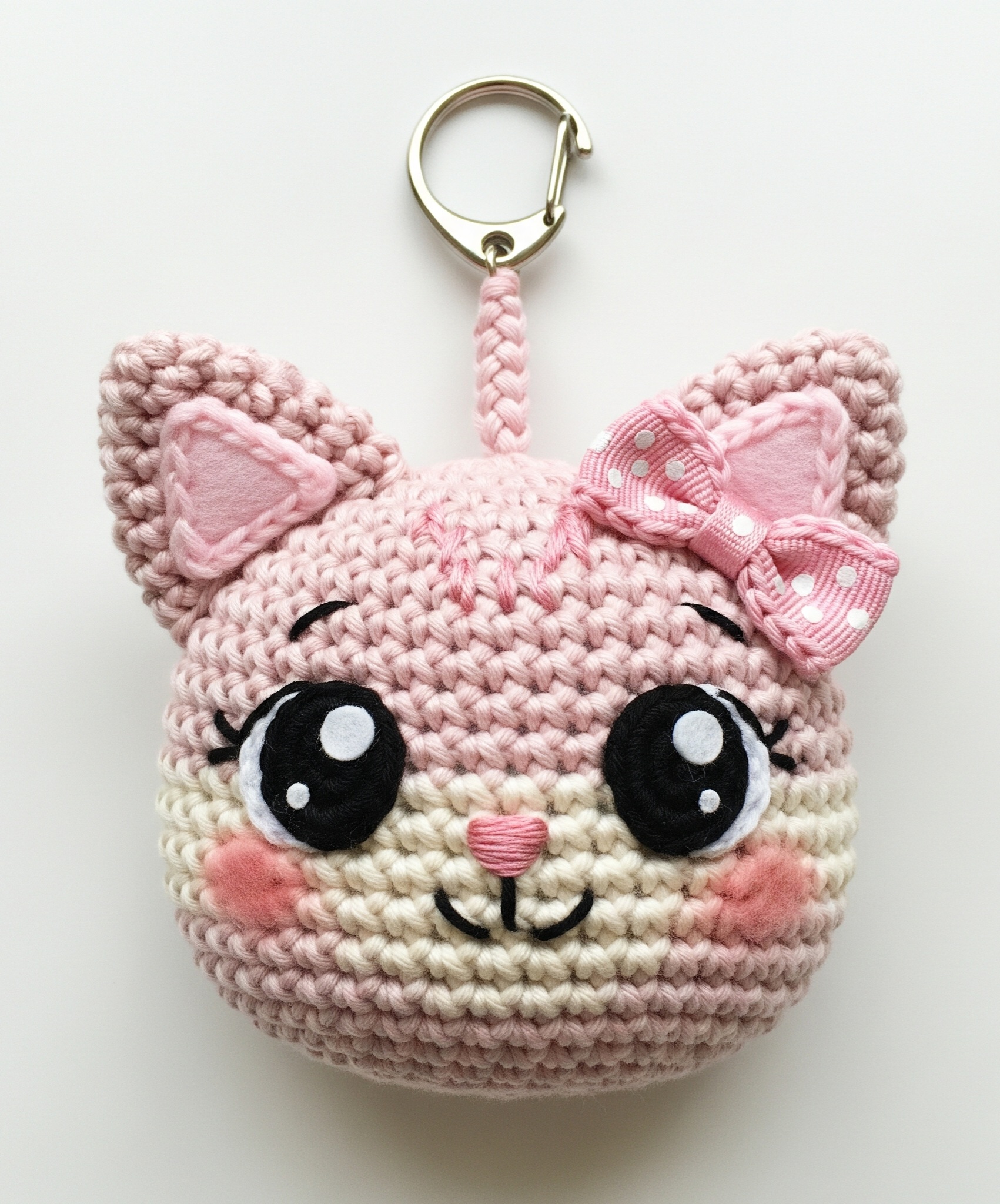 Pink Cuty Girly Cat face keychain