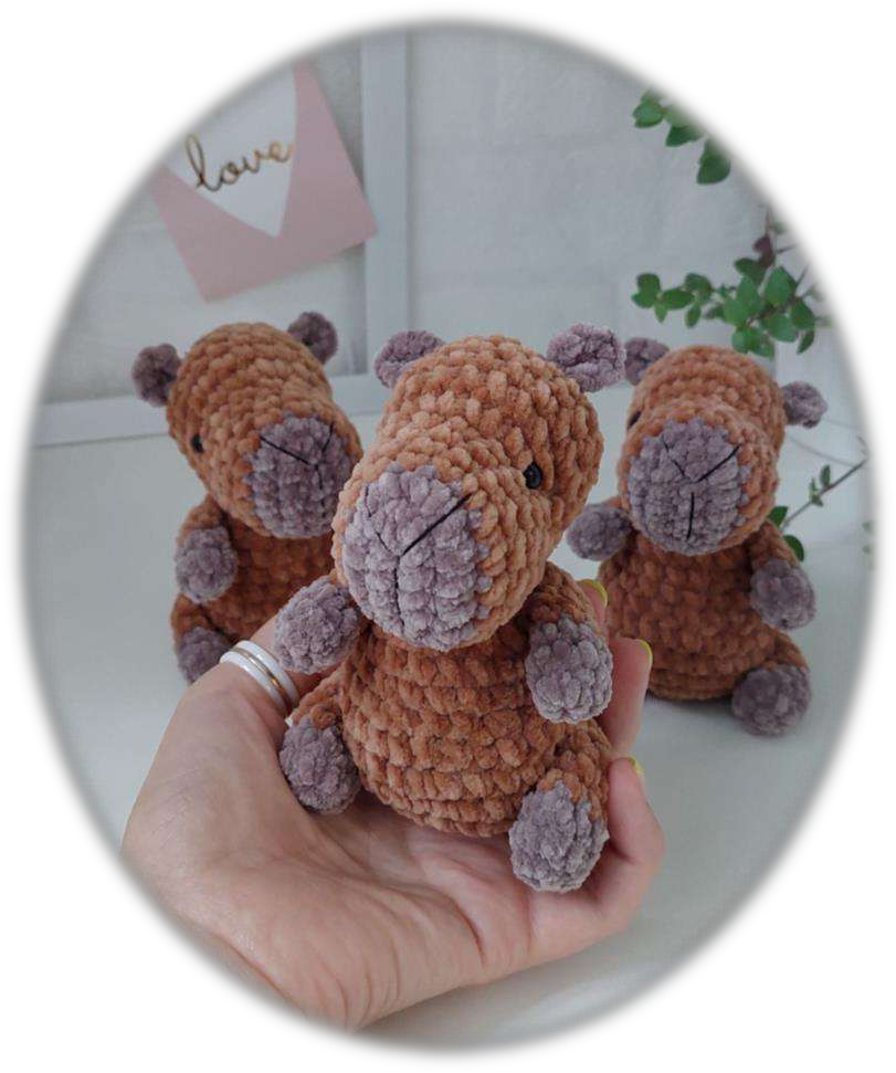 Finished little capybara crochet toy