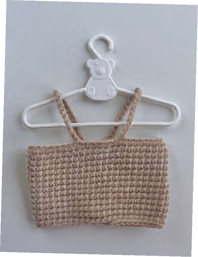 Finished crocheted overalls for the mini bear