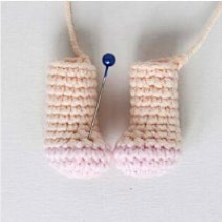 Crochet doll leg finished shaping