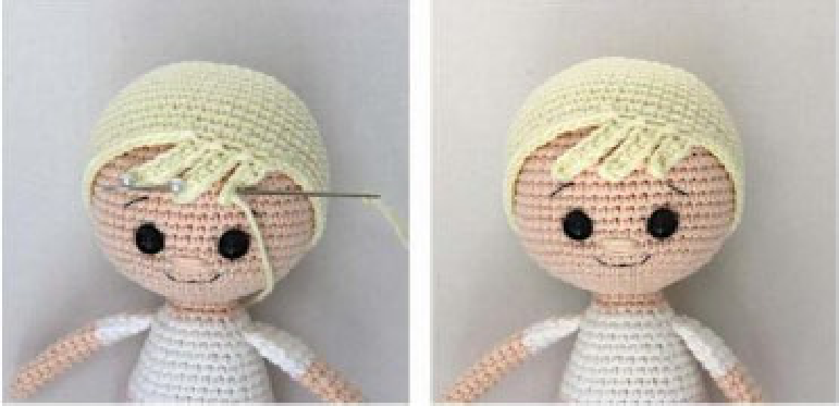 Crochet doll pigtail spiral