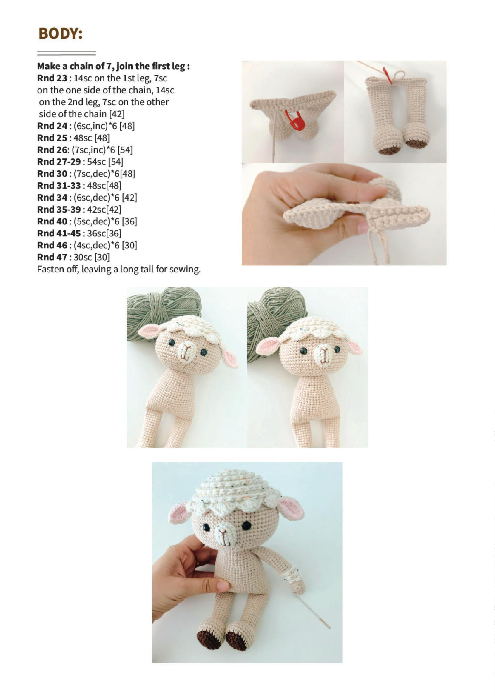 Joining the legs to start the lamb's body