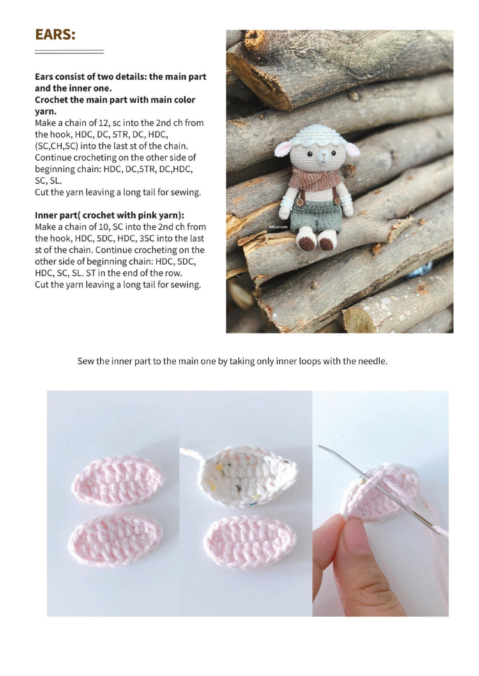 Parts for the crochet lamb ear
