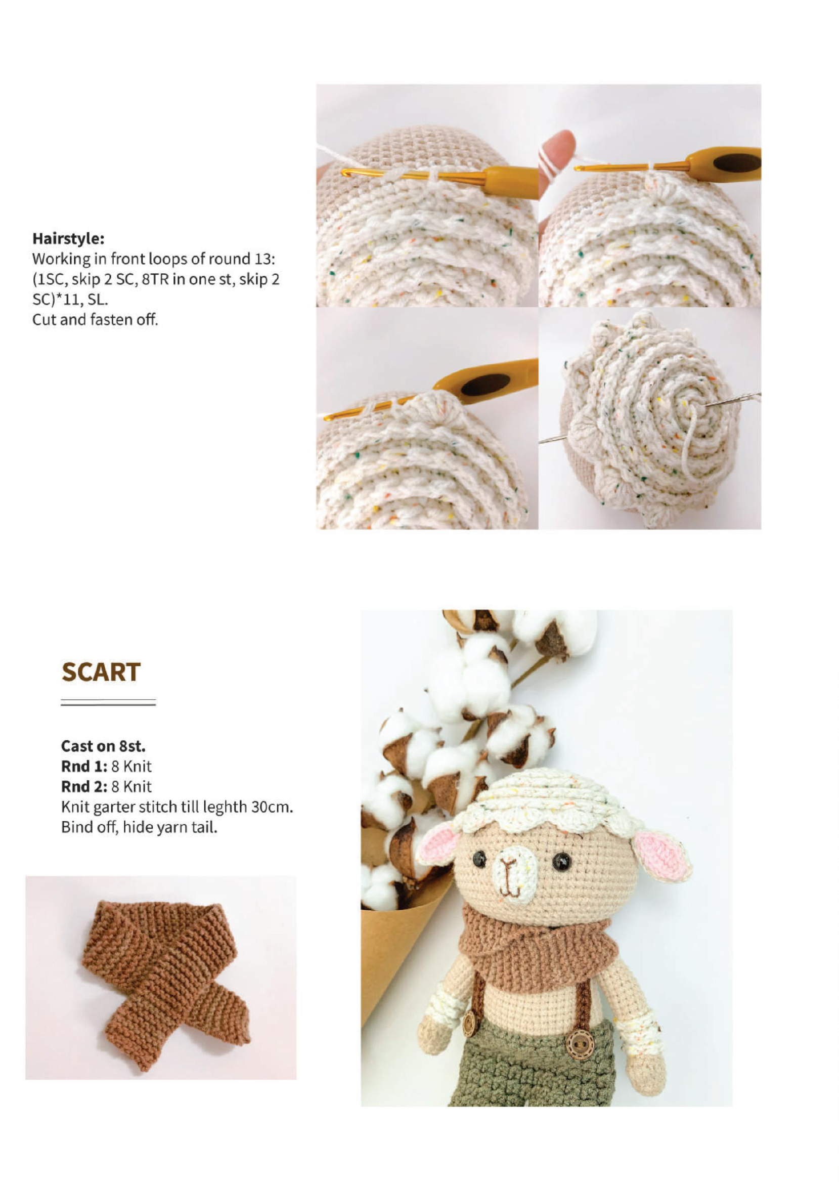 Details for the hairstyle and knitted hat