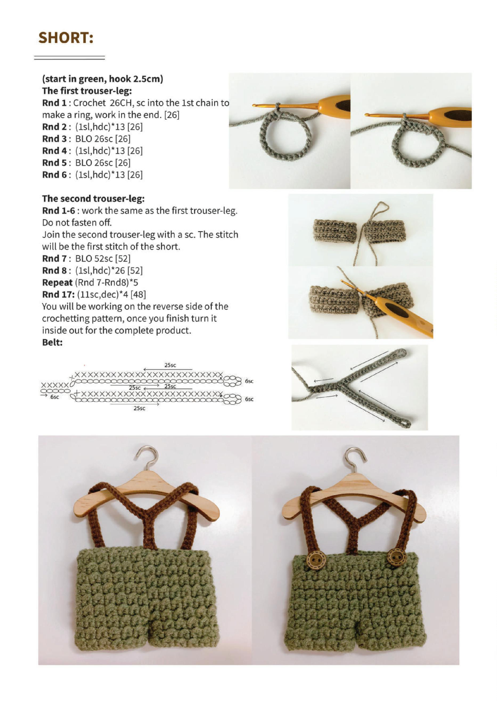 Crocheting the shorts for the lamb