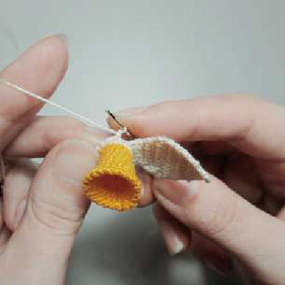 Sewing the flower layers together