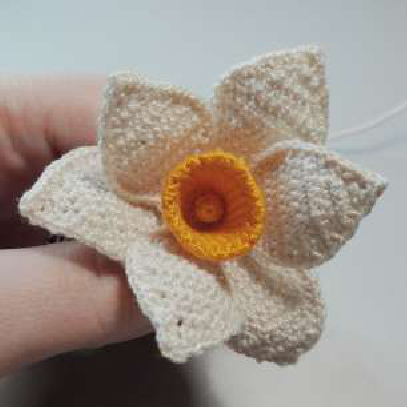 A bouquet of crochet daffodils