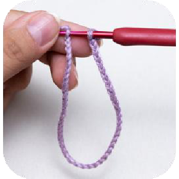 Crochet shoe base in purple yarn