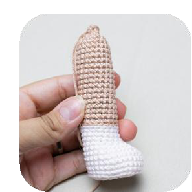 Finished stuffed crochet leg