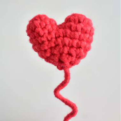 Crocheting the small red heart