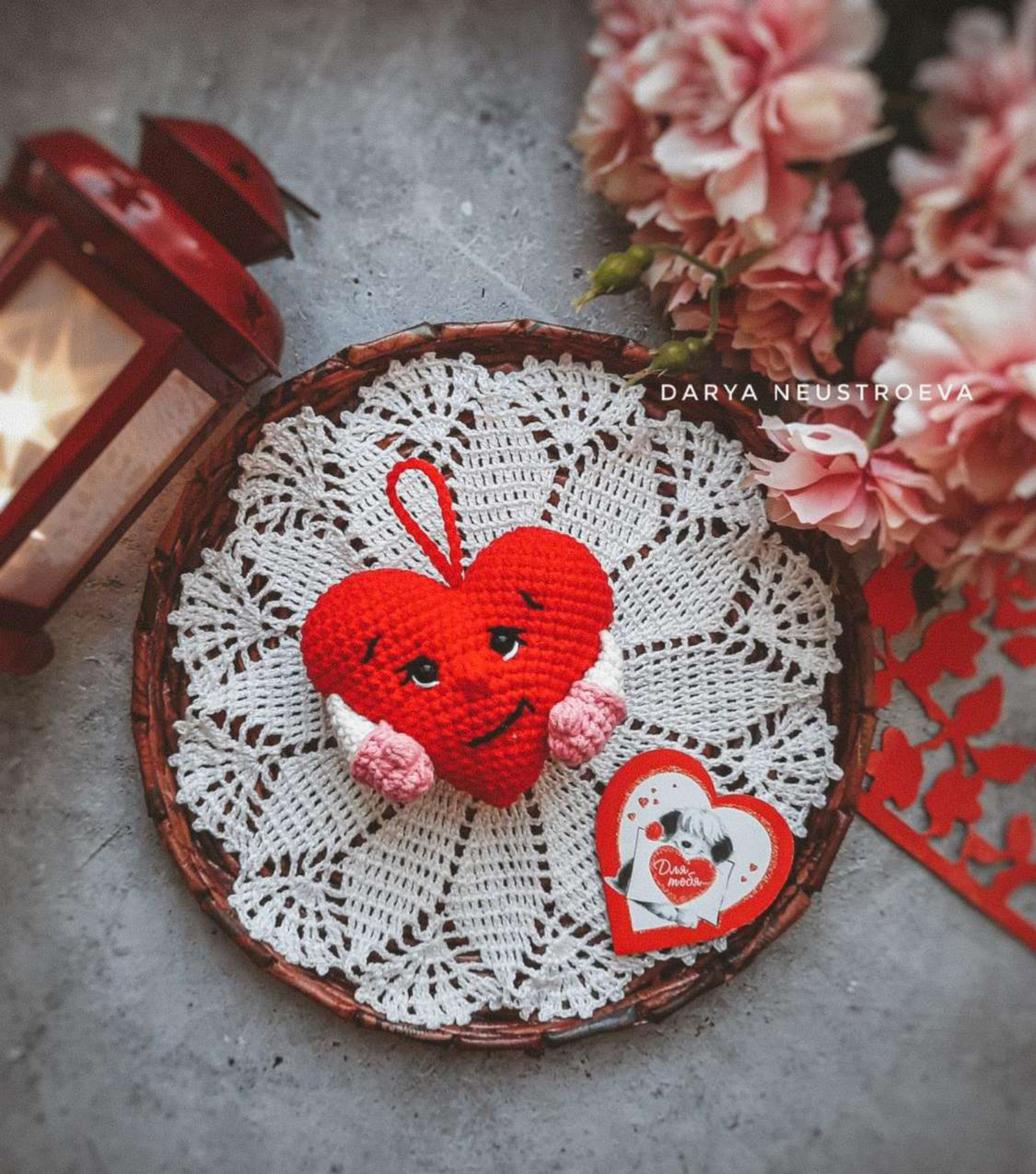 Finished Crochet Valentine Heart Amigurumi