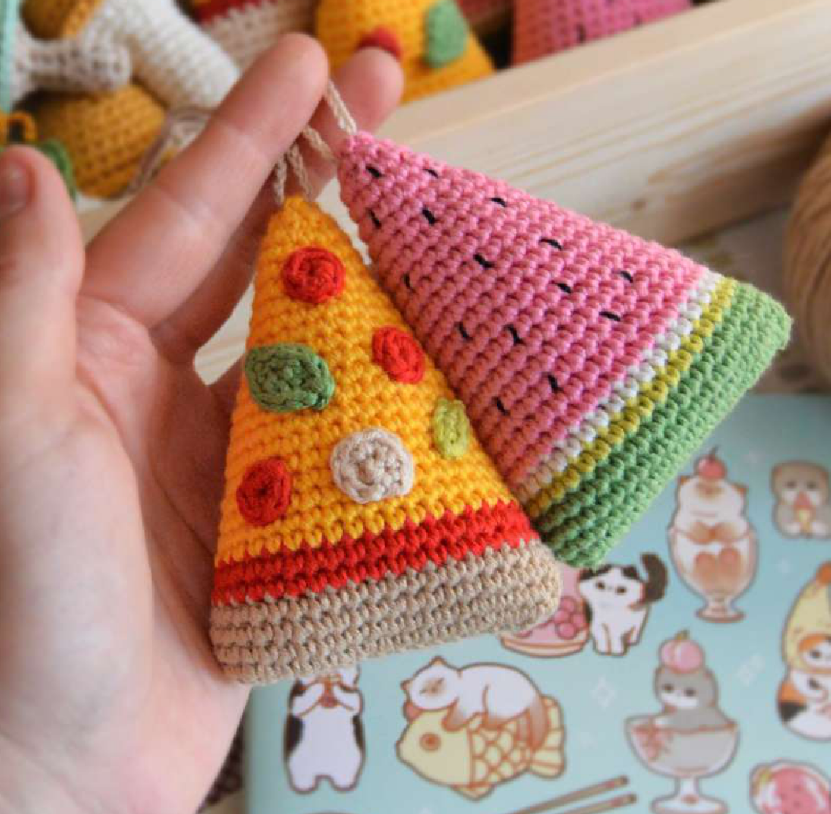 Free Crochet Watermelon & Pizza Keychains