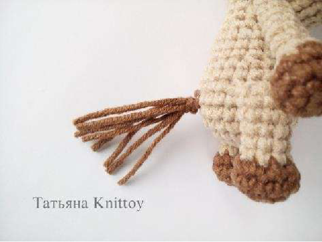 Close-up of finished tail