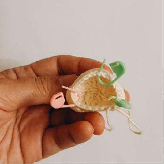 Crochet Flounder body progress before color change