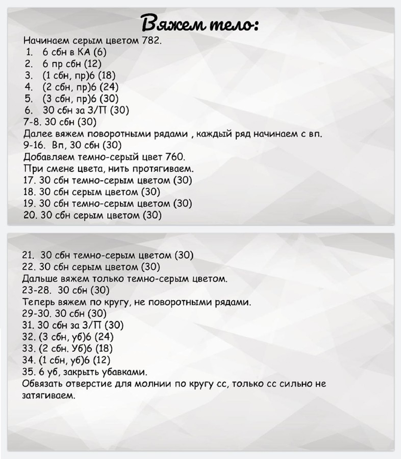 Crocheted Cat Body showing the Zipper Opening