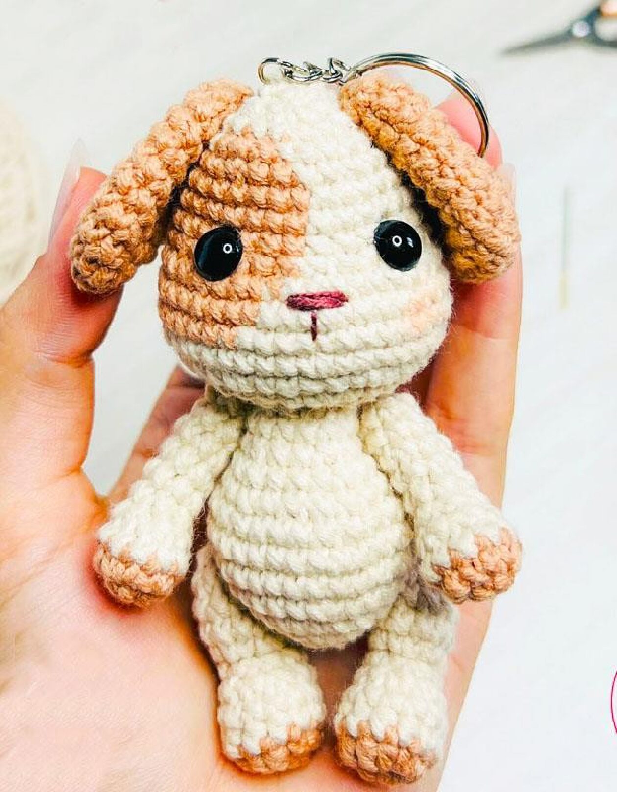 Finished Amigurumi Dog Leo Keychain