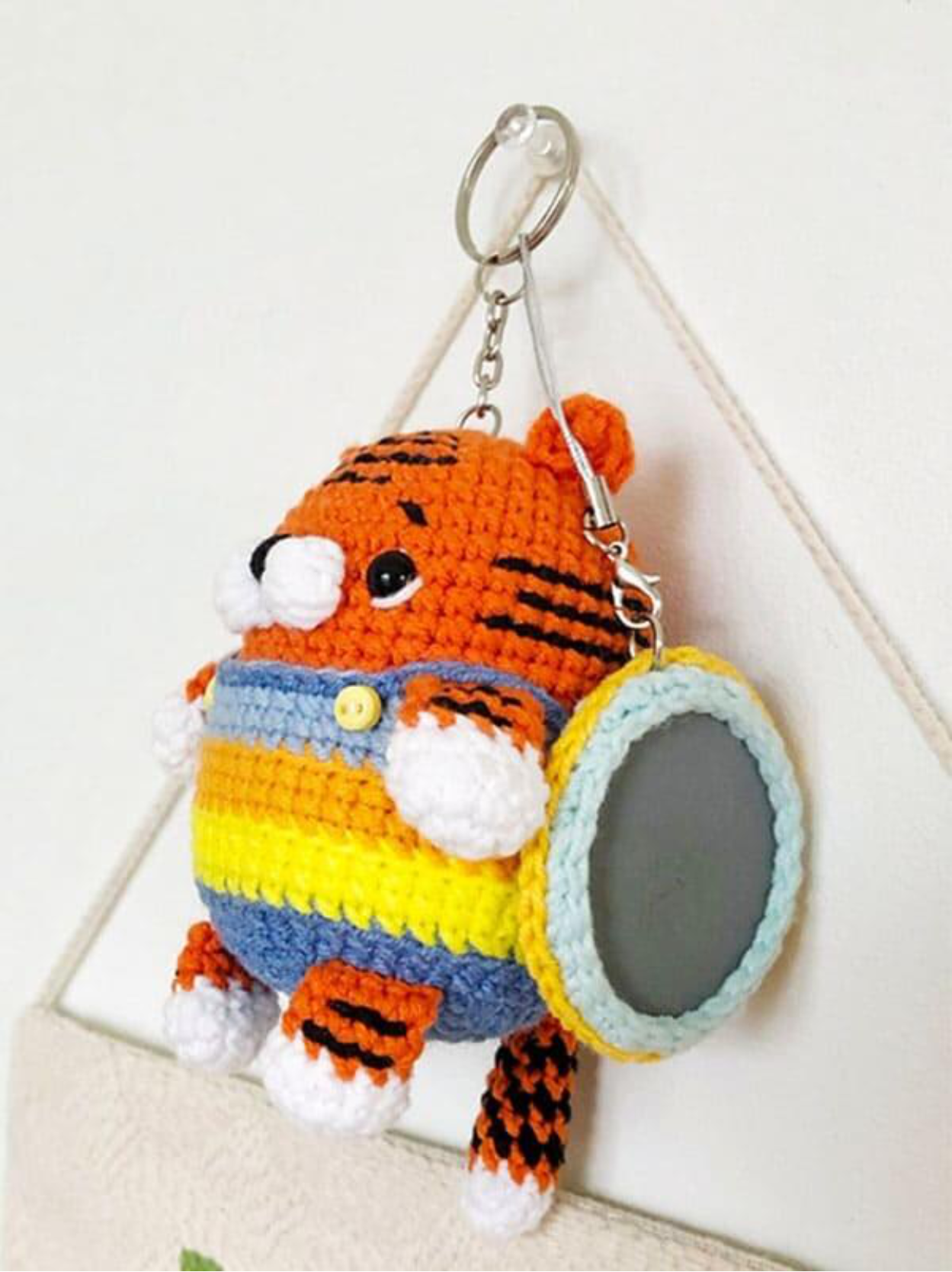 Finished Tiger Keychain with Reflective Button