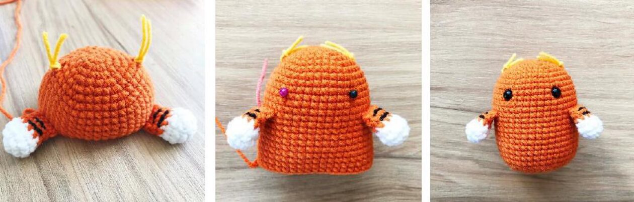 Crochet Tiger Body with Front Paws and Safety Eyes