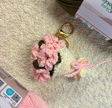 Crochet Flower Bouquet Keychain