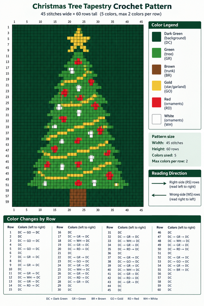 Christmas Tree Tapestry Crochet Pattern